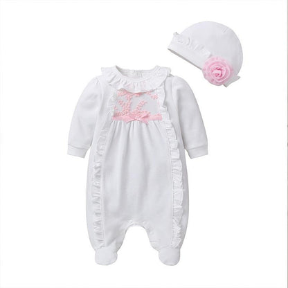 Baby Girls Onesie  Long Sleeve Jumpsuit with Hat - Twinklee