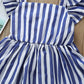 Girls Short-sleeved Blue Striped Dress