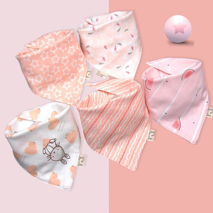 5 Pieces Triangle Cotton Waterproof Baby Bibs