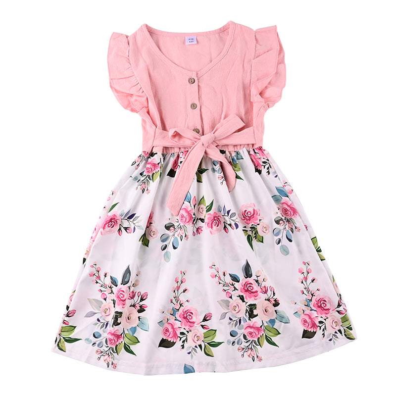 Splicing Floral Print Dresses for Mom and Daughter