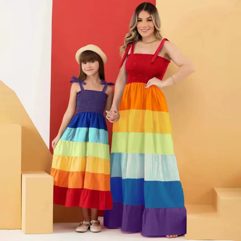 Rainbow Striped Dress for Mom and Daughter