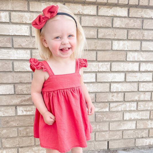 Cotton and Linen Girls Dress with Shorts