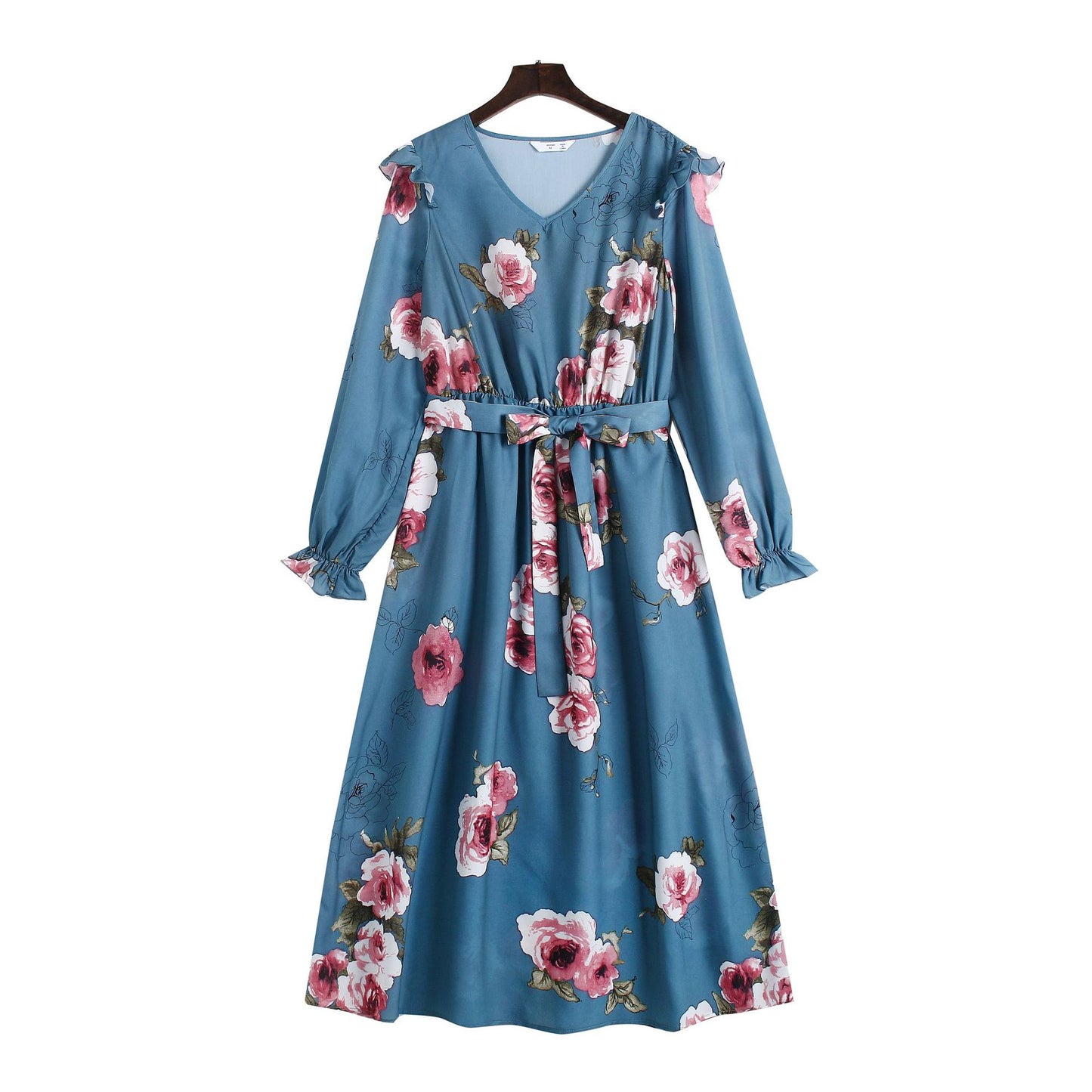 Blue Floral Print Dress for Mom and Daughter