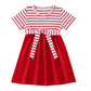 Striped Splicing Dress and T-shirits Family Matching Outfit