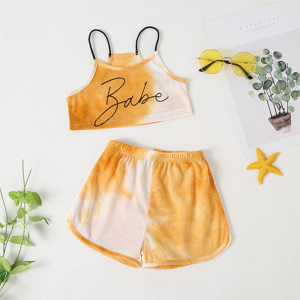 Girls Beach Summer Suit Halter Top and Shorts Two-piece Set - Twinklee