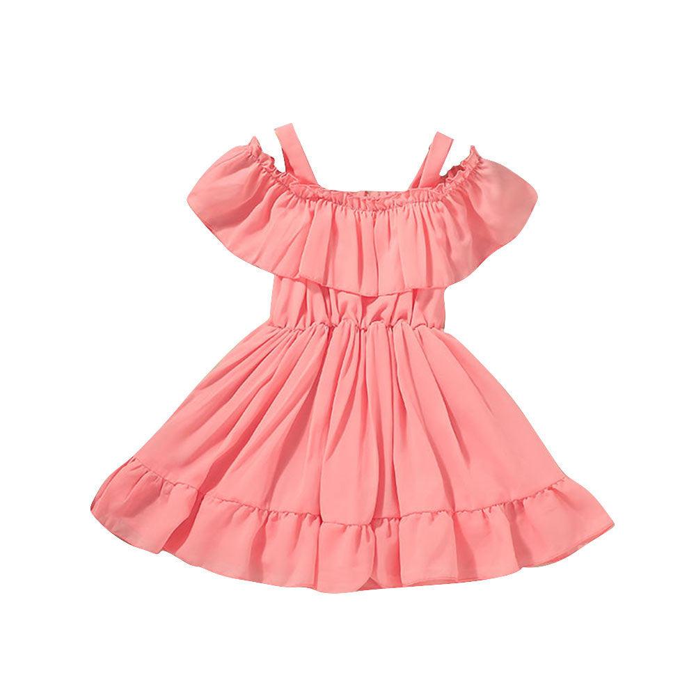 Girls Pure Color Suspenders Dress - Twinklee