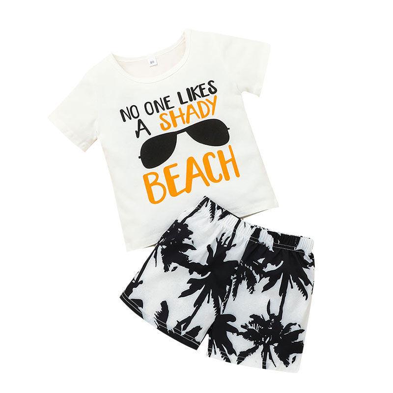 Boys Summer Beach T-shirt and Shorts Two-Piece Set - Twinklee