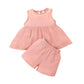 Girls Pure Color Pink Princess  Sleeves Dress with Shorts - Twinklee