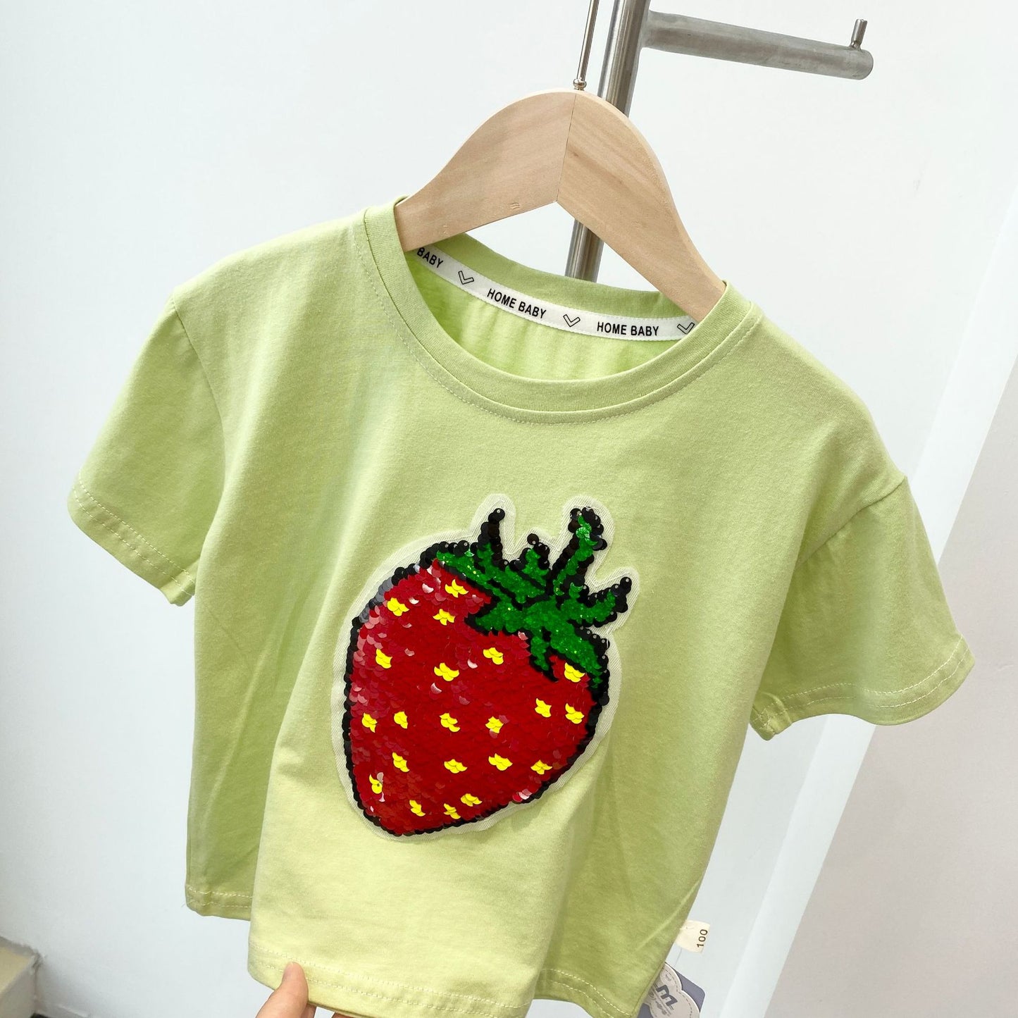 Summer Watermelon/ Strawberry Sequins Discoloration T-shirt