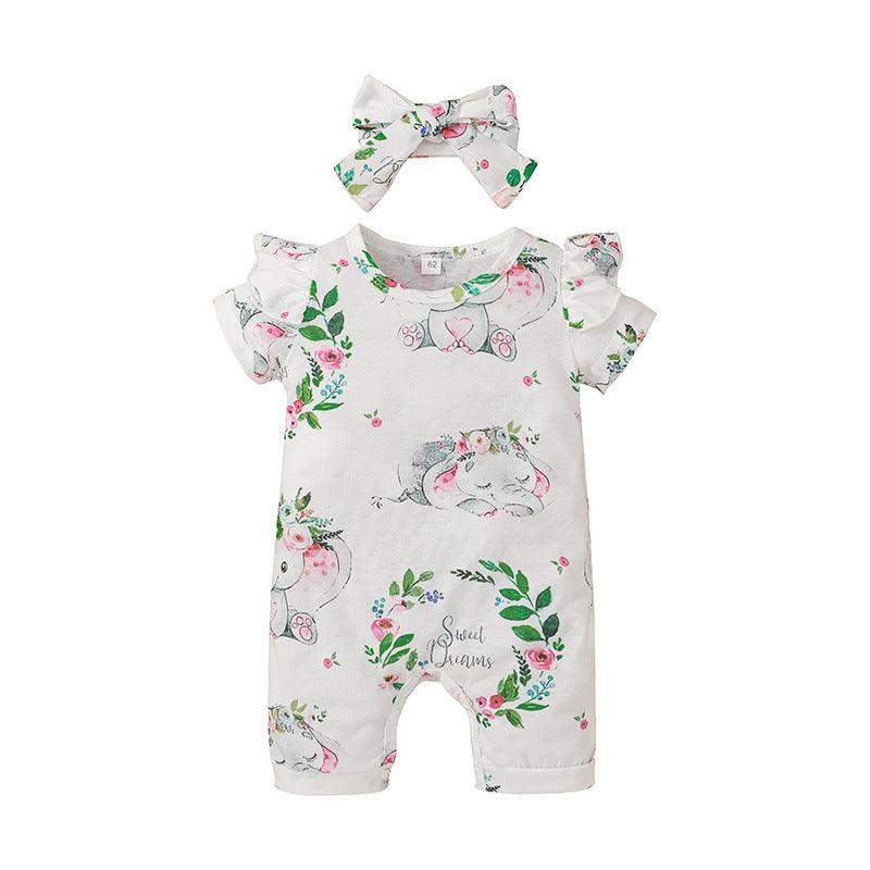 Baby Girls Summer Short Printed Short-Sleeved Romper - Twinklee