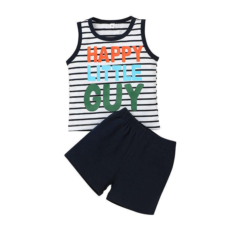 Toddler Boy Spot Shorts  Casual Baby Striped Vest Suit - Twinklee