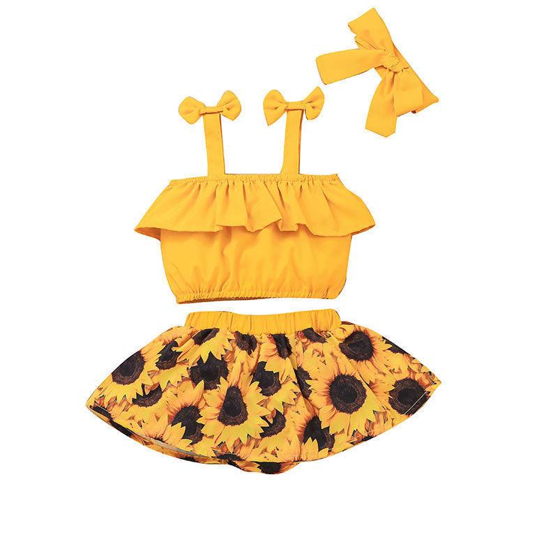 Baby Girl's Summer Bow Shorts and Printing Skirt  2-Piece Set - Twinklee