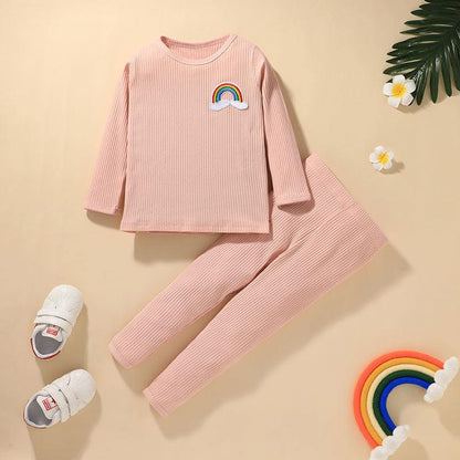 Children Girls Casual Pink T-Shirt Suit Pullover with Trousers Two-Piece - Twinklee