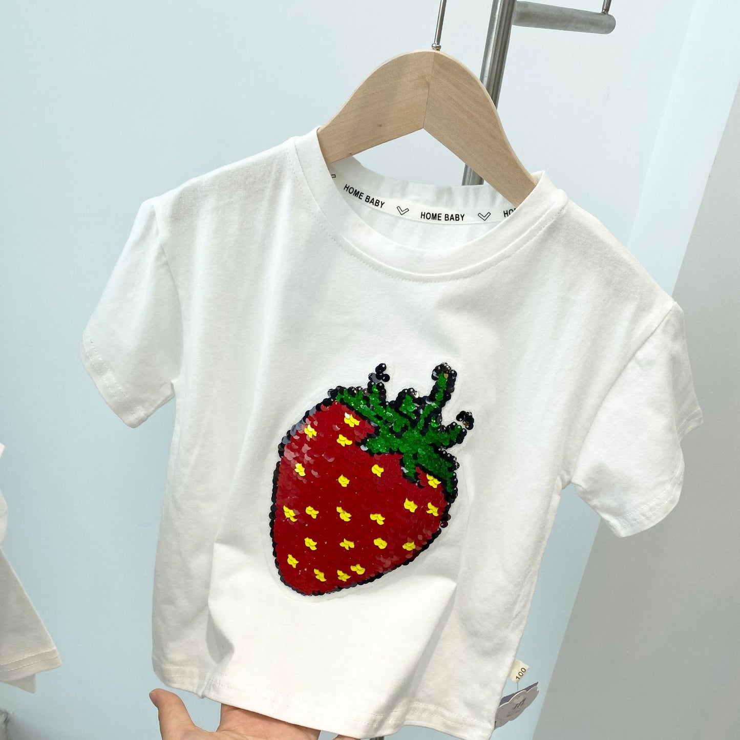 Summer Watermelon/ Strawberry Sequins Discoloration T-shirt