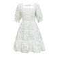 White Star Print Lantern Sleeve Mom-Daughter Matching Princess Dresses