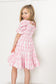 Pink Plaid Print Lantern Sleeve Mom-Daughter Matching Princess Dresses