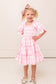 Pink Plaid Print Lantern Sleeve Mom-Daughter Matching Princess Dresses