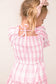 Pink Plaid Print Lantern Sleeve Mom-Daughter Matching Princess Dresses