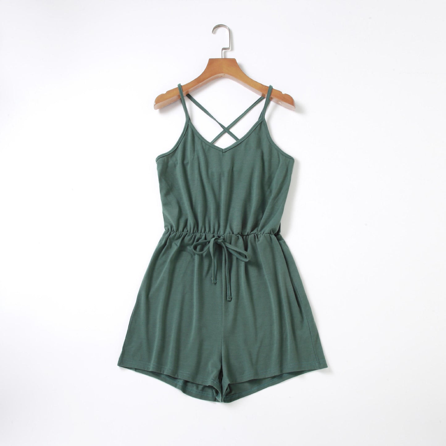 Dark Green V-neck Jumpsuit for Mom and Daughter