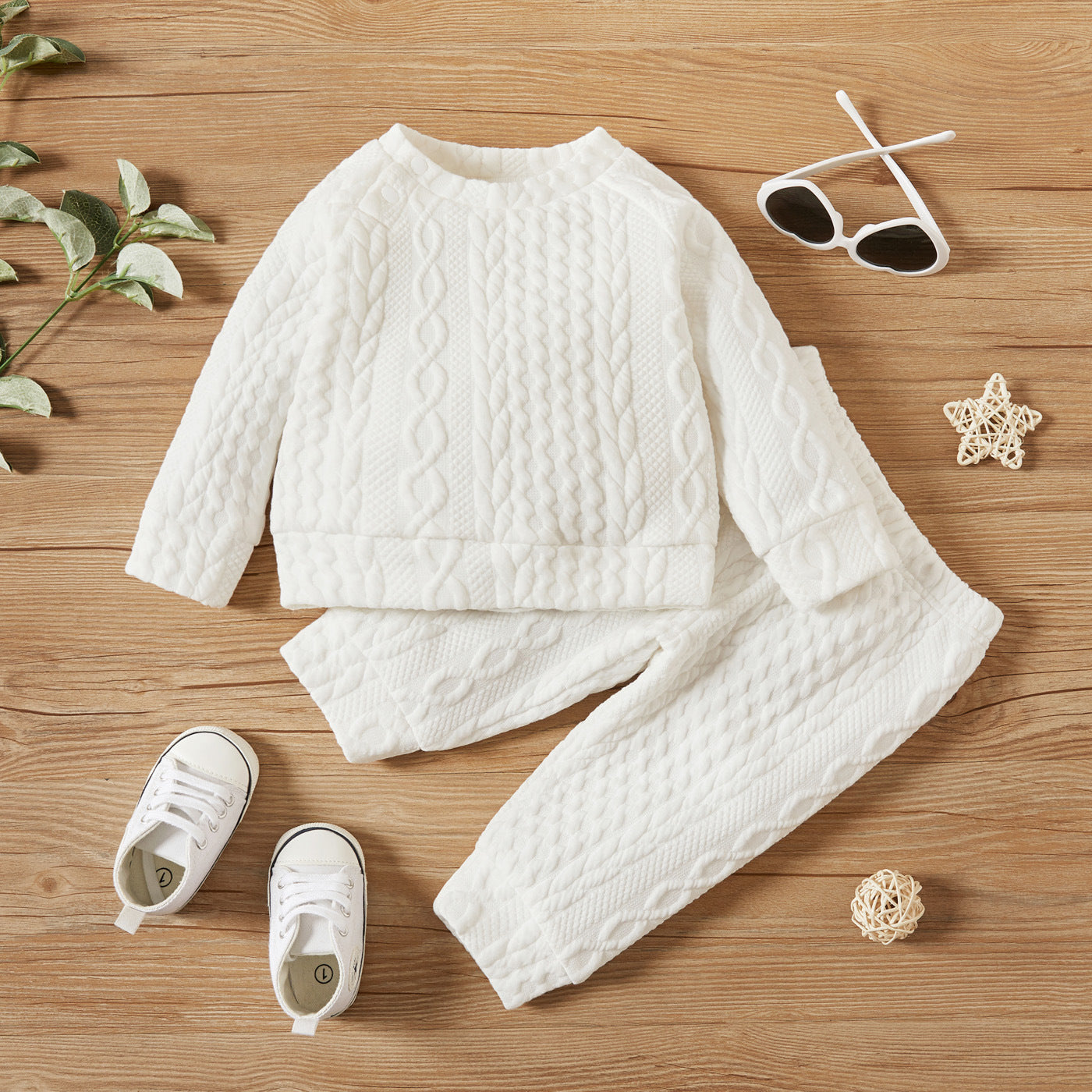 Cotton Long-sleeved Top and Pants Set