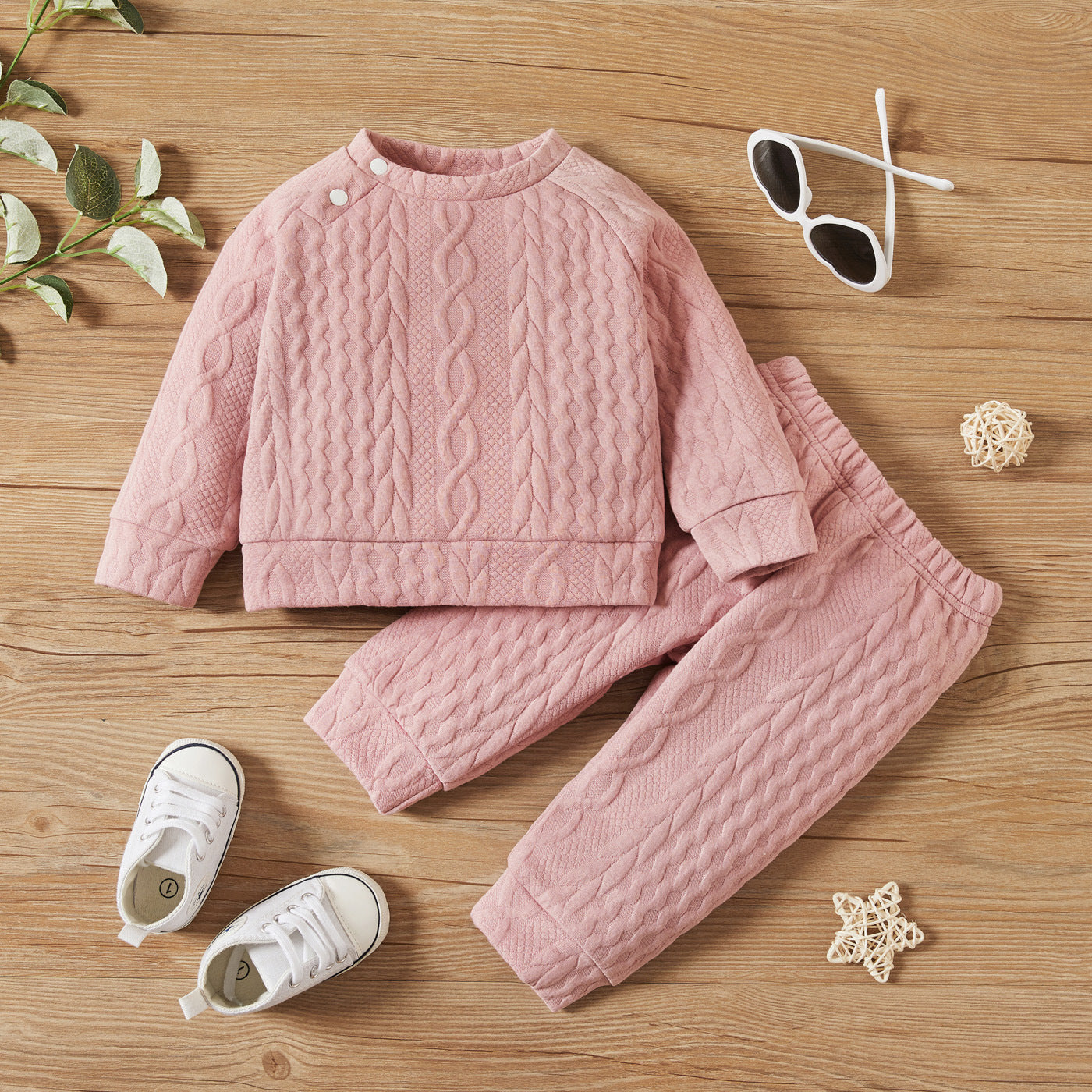 Cotton Long-sleeved Top and Pants Set