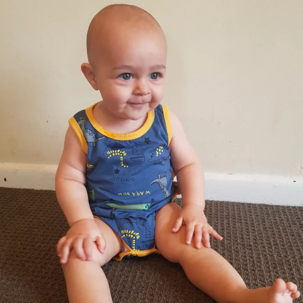 Baby Triangle Dinosaur Print Romper